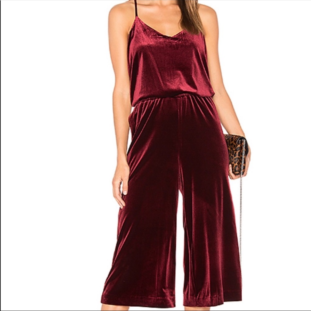Worn once!!! Burgundy Velvet Jumpsuit 🙌🏻